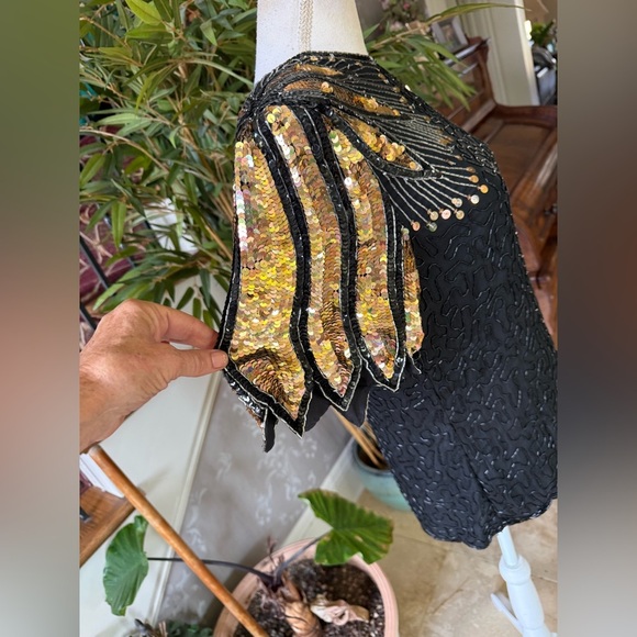 Lawrence Kazar ladies sequin beaded short sleeve top large, very good condition - Picture 11 of 16